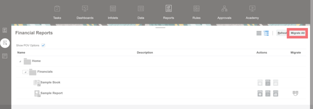 oracle migrate all reports