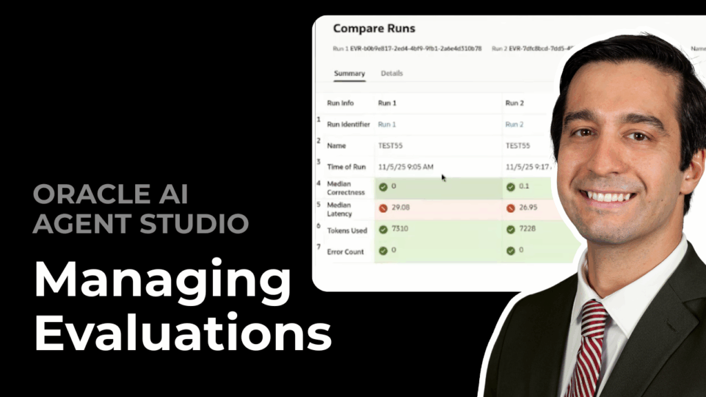 Oracle AI Agent Studio demo evaluation setup & run comparison