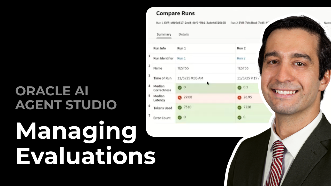 Oracle AI Agent Studio demo evaluation setup & run comparison